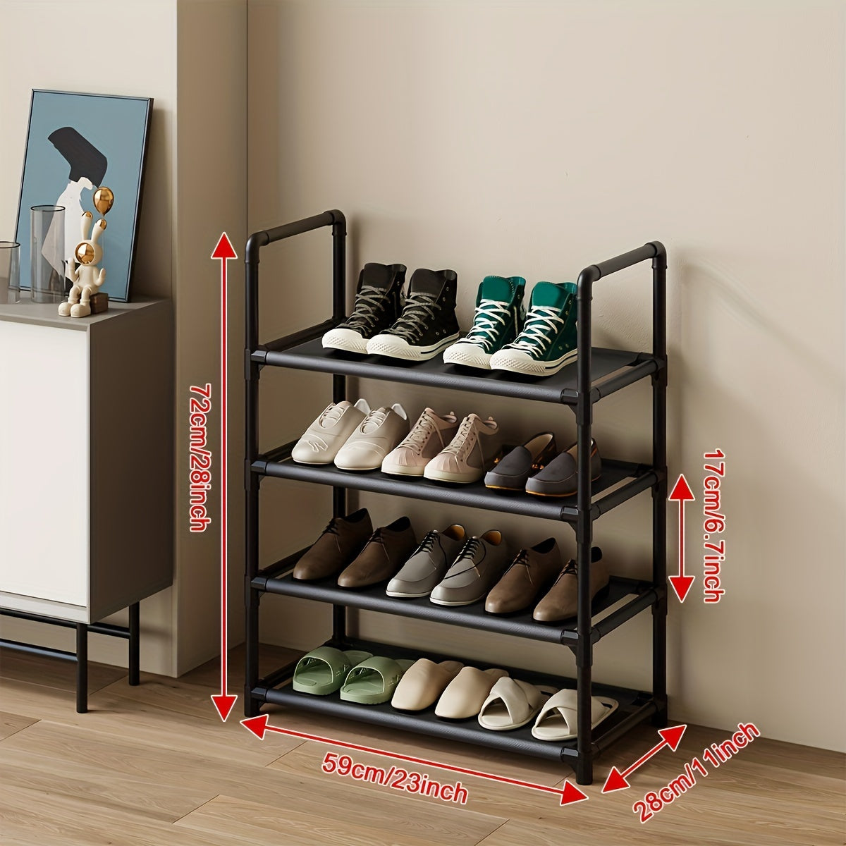 Free-Standing Shoe Rack with Multiple Layers for Bedroom Hallway Bathroom Office