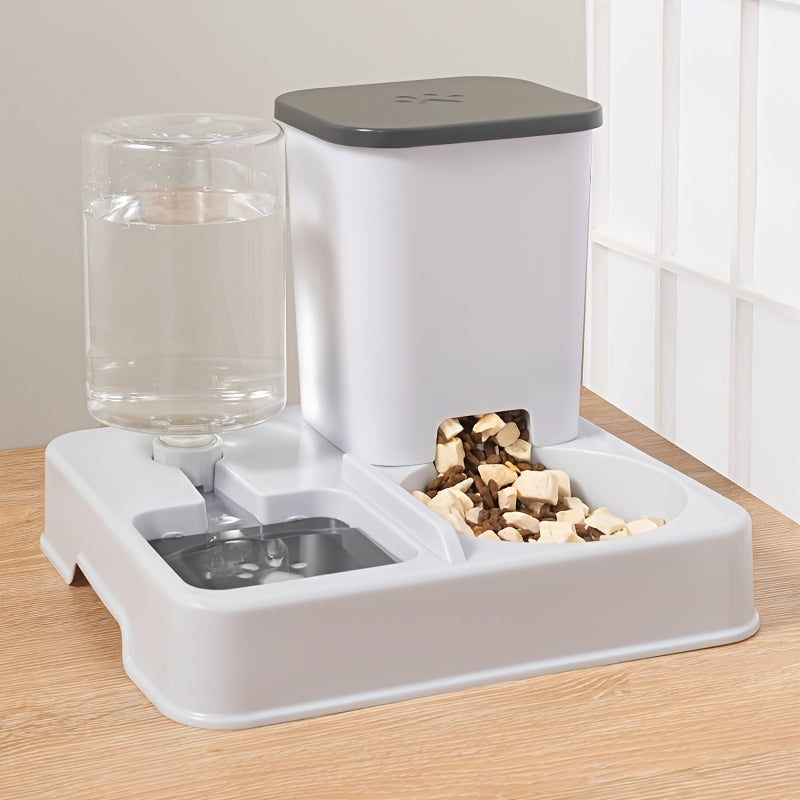 Dispensador de comida y agua 2 en 1 para gatos y perros pequeños, de acero inoxidable y plástico, de gran capacidad