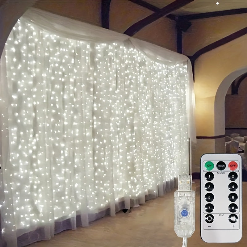 LED Curtain Lights with Remote Control for Christmas Weddings and Holidays