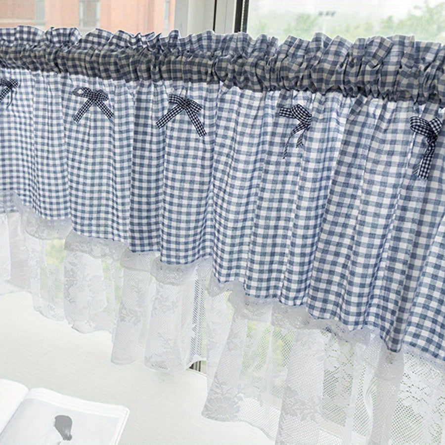 Cortina de estilo pastoral romántico con cuadros para cafetería para ventanas de cocina o restaurante