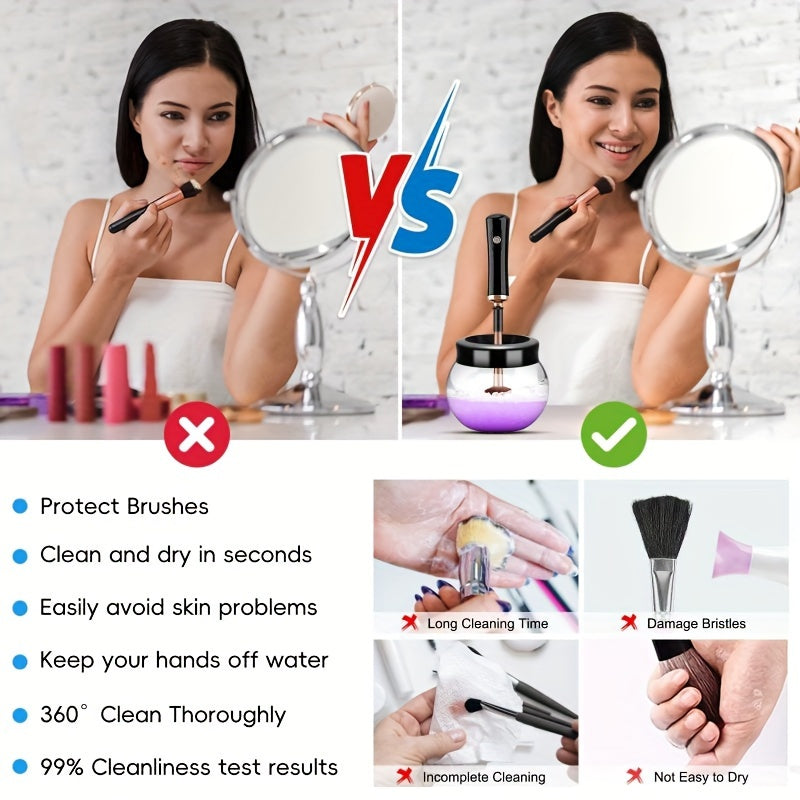 Electric Makeup Brush Cleaner Machine for All Sizes with Spinner and Accessories