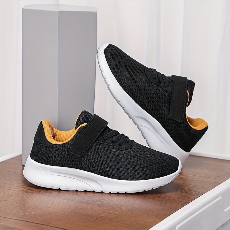 Kids Breathable Mesh Sneakers with Hook-and-Loop Closure Casual Running Shoes