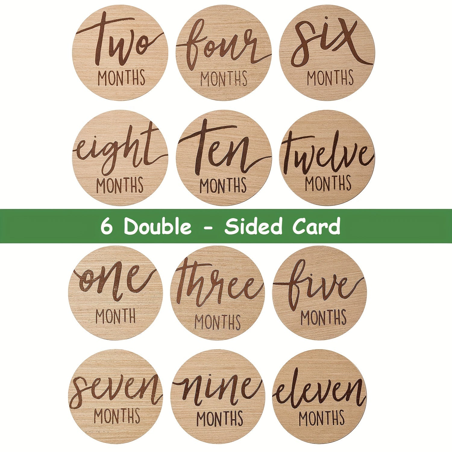 Set of 6 Monthly Milestone Cards for Baby Growth Tracking Double-Sided Photo Props