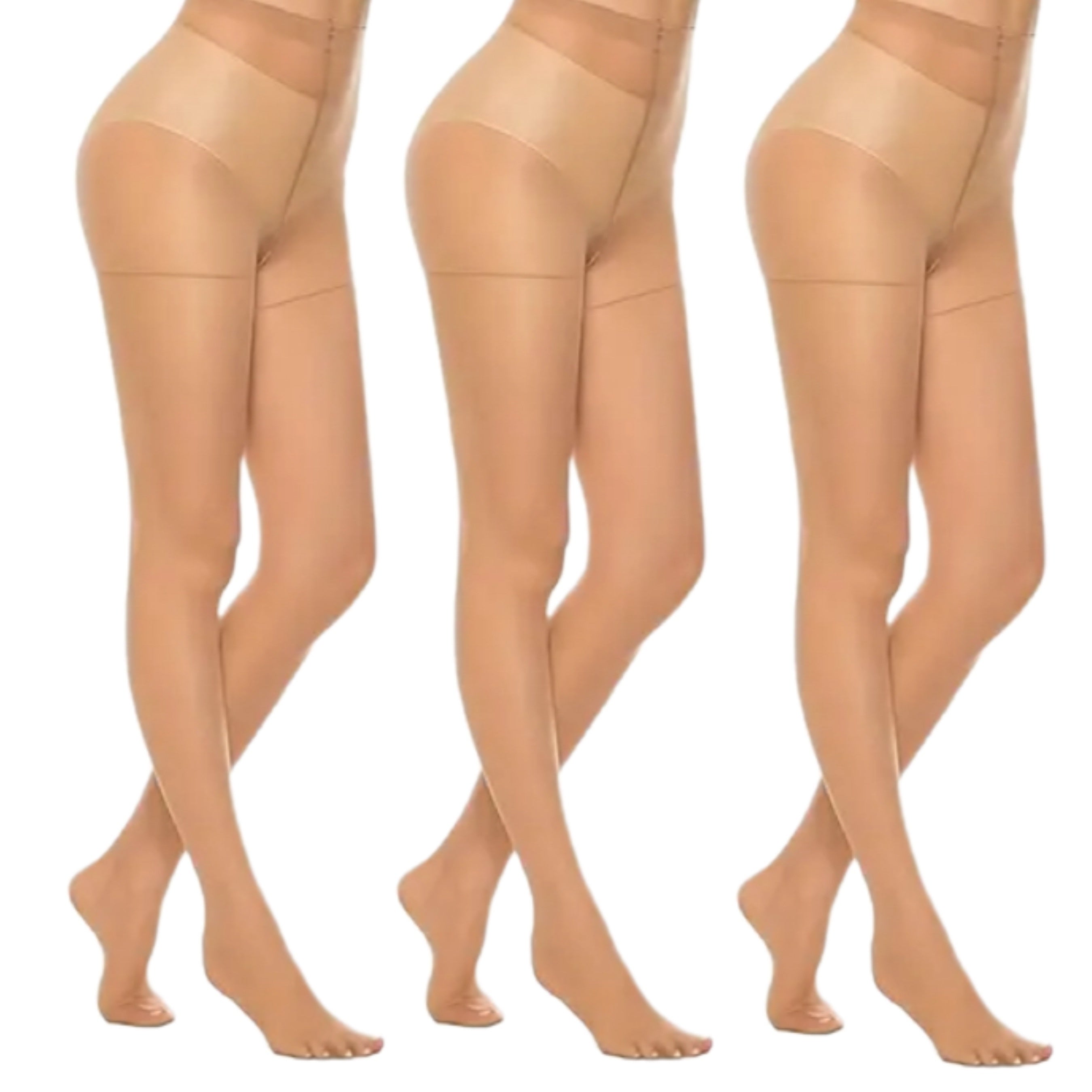 Women's Sheer Flesh-Colored Pantyhose with Concealer Effect 3 or 6 Pairs