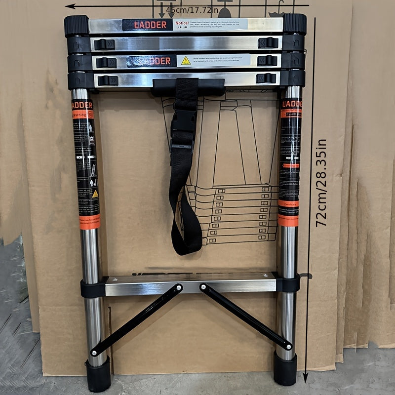 Stainless Steel Telescopic Ladder with Folding Design and Bamboo Joints