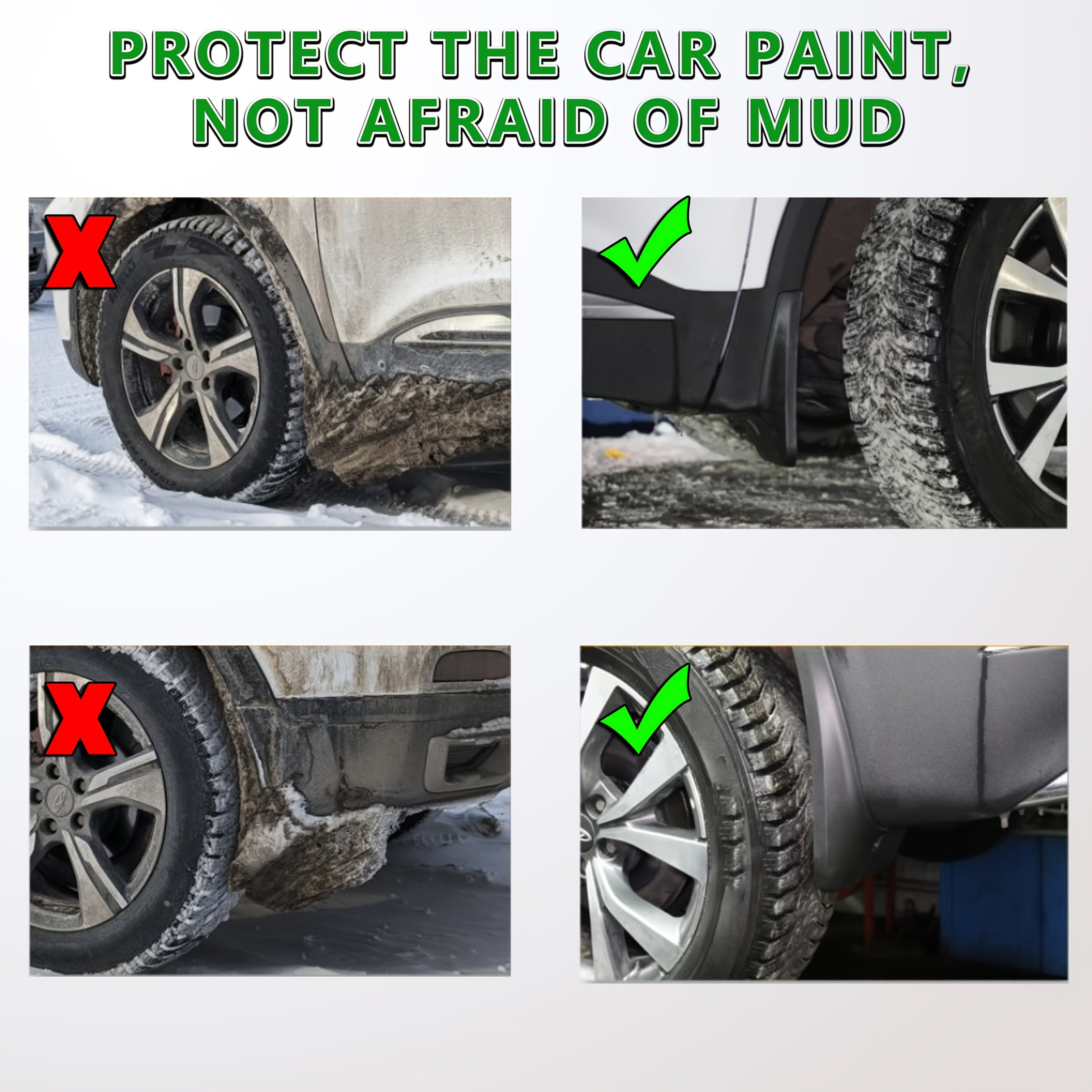 4pcs Durable PP Mudguards for Car Wheel Mud Flaps Front Rear Set