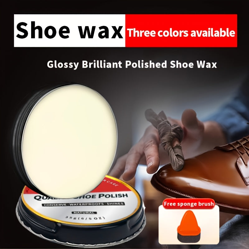 Leather Shoe Care Kit With Polishing Sponge And Wax in Black Brown or Universal