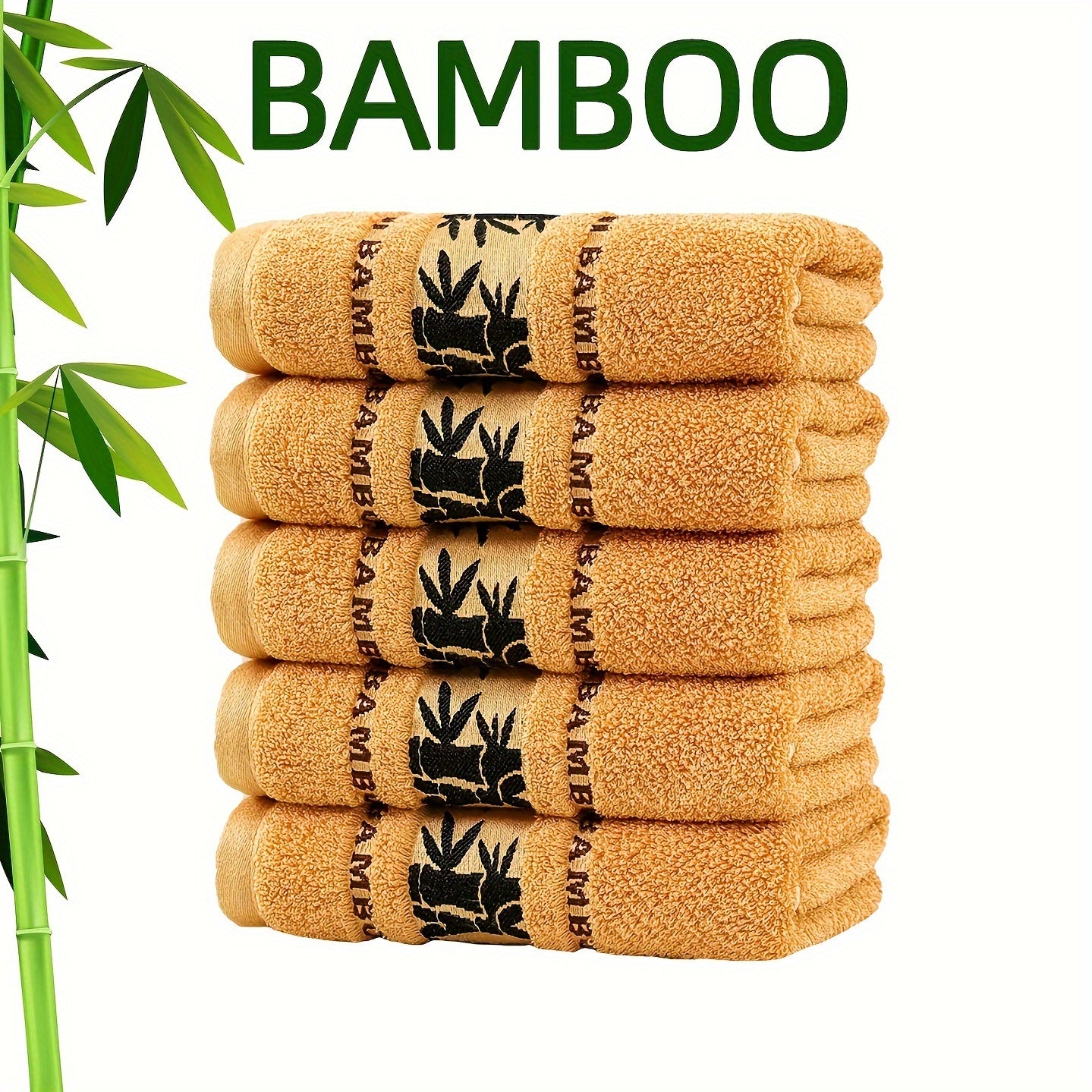 Self-Flying Bamboo Fiber Towels Set 5 Pieces Absorbent Quick-Drying Soft 35x75cm