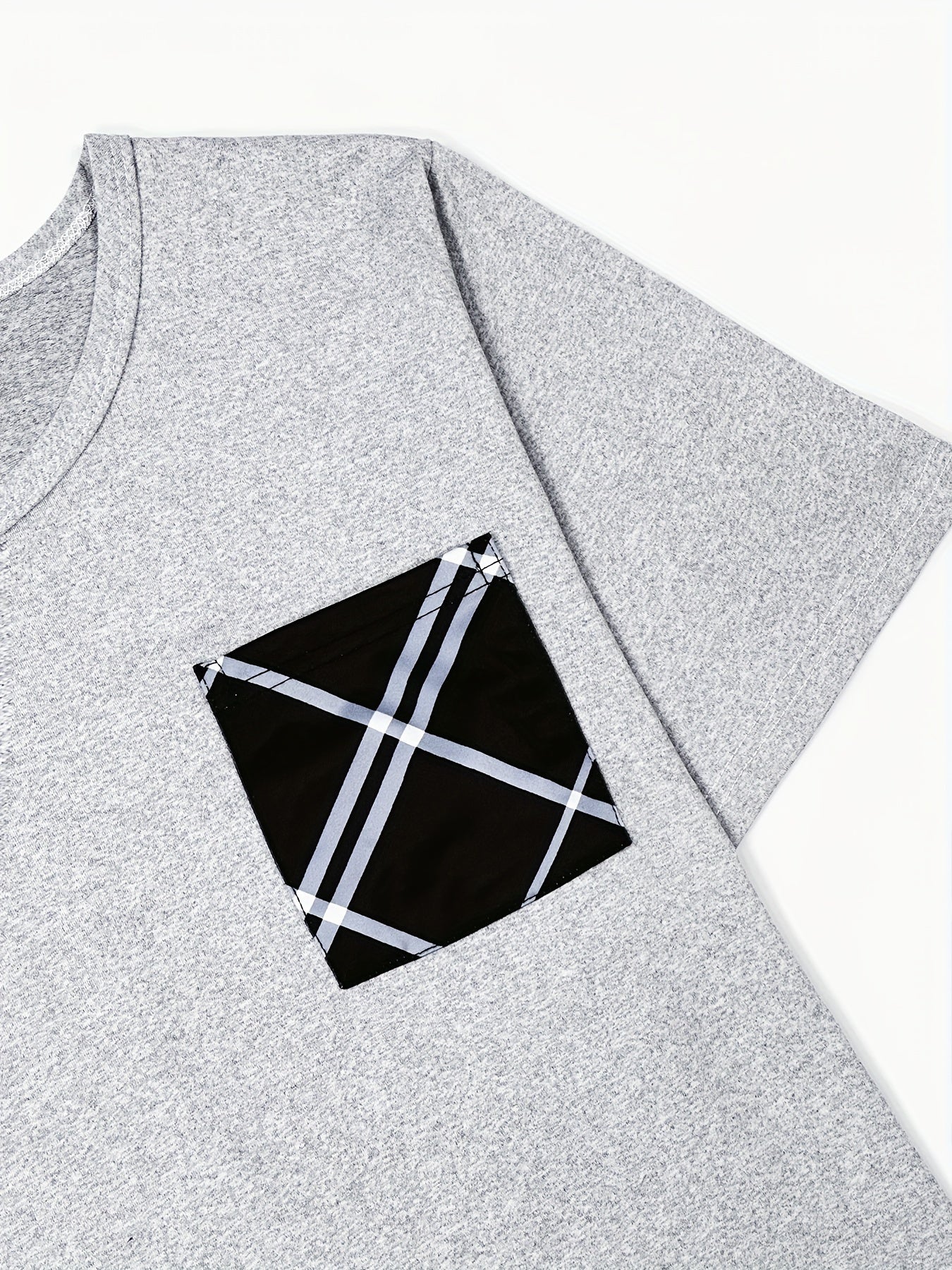 Men's Plaid Sleepwear Set with Crew Neck T-Shirt Long Pants and Shorts Polyester All Season