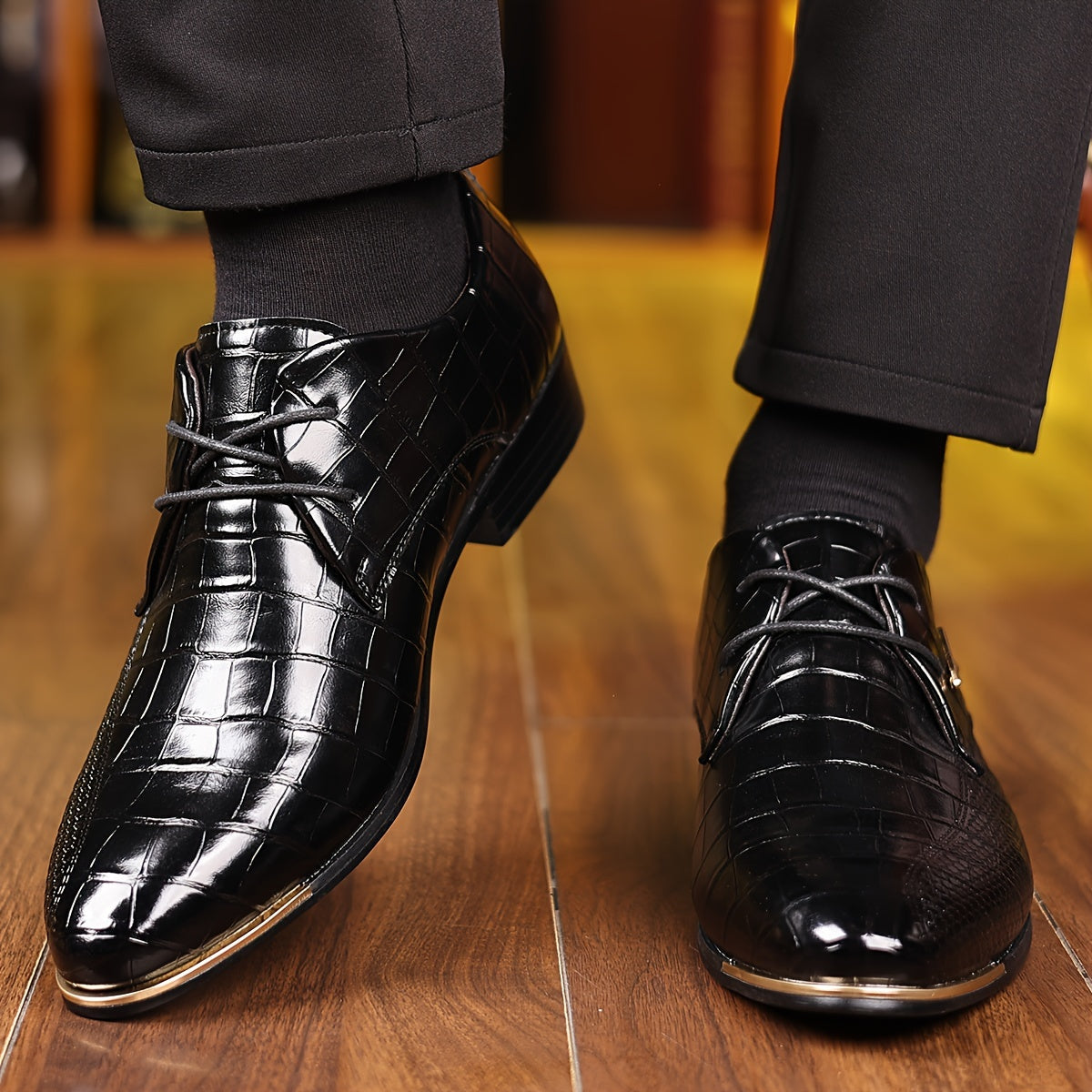 Men's Derby Shoes Casual Business Non-slip Rubber Sole Low Top Leather