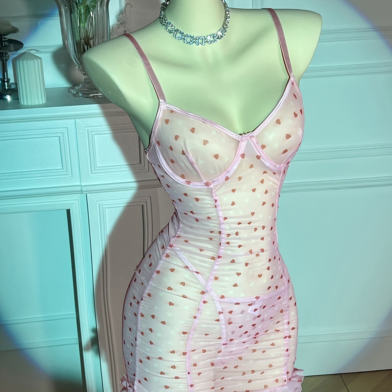 Women’s Mesh Dress Romantic Stylish See-Through Evening Wear