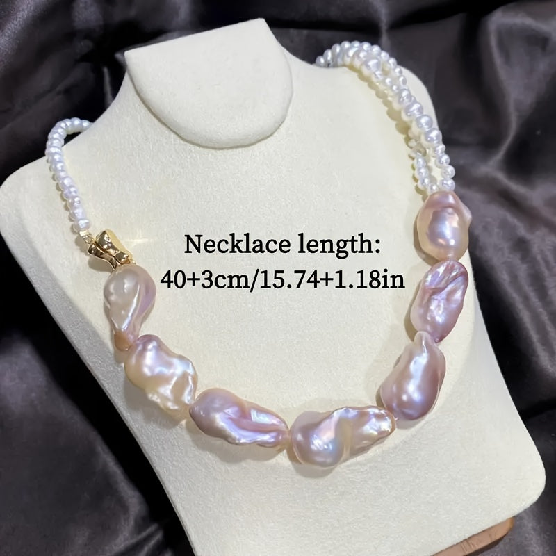 Luxury Baroque Style Freshwater Pearl Necklace for Women Multicolor Elegant Jewelry