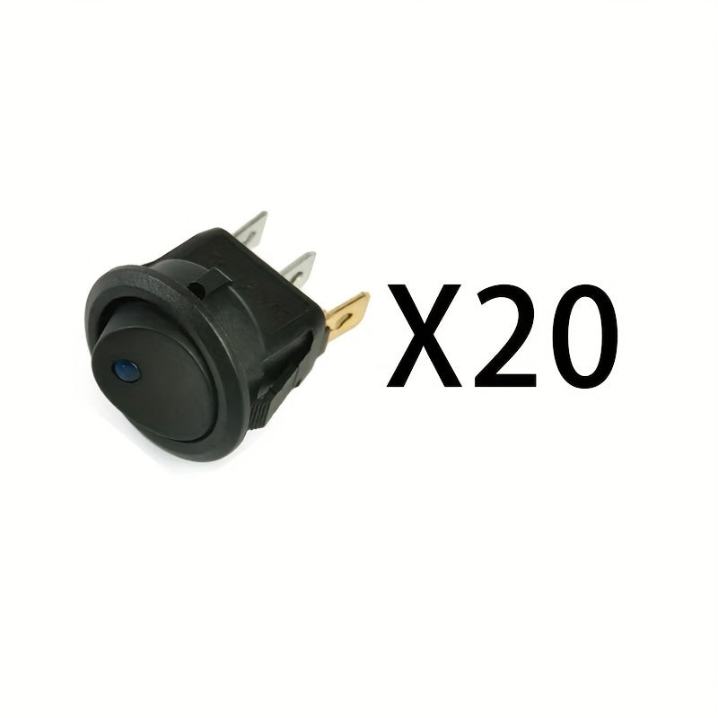 20pcs Black 12V Round Rocker LED Light Switches for Car Accessories