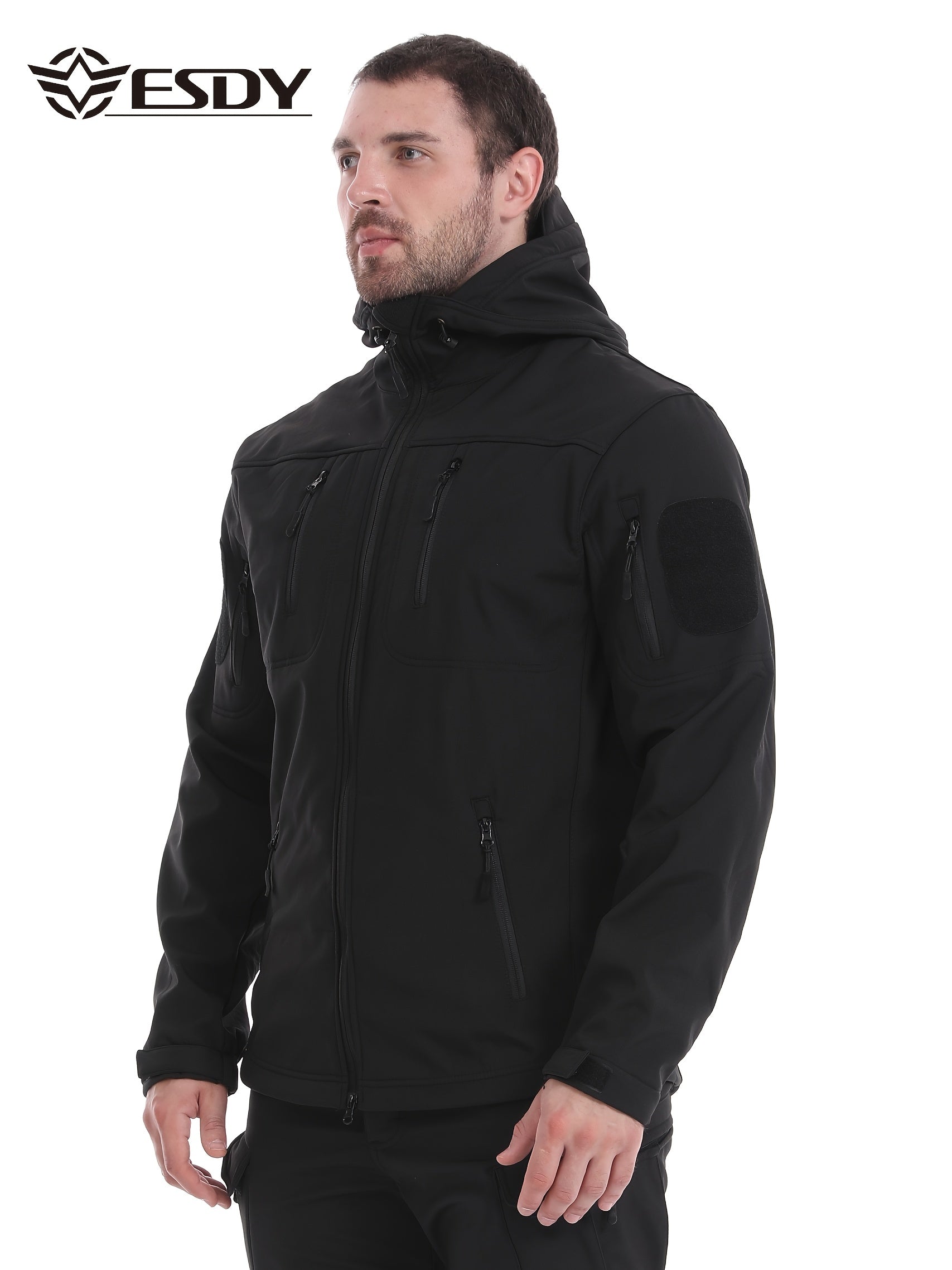 Men's Winter Jacket Softshell Hooded Thickened Warm Hunting Polar Outdoor Coat