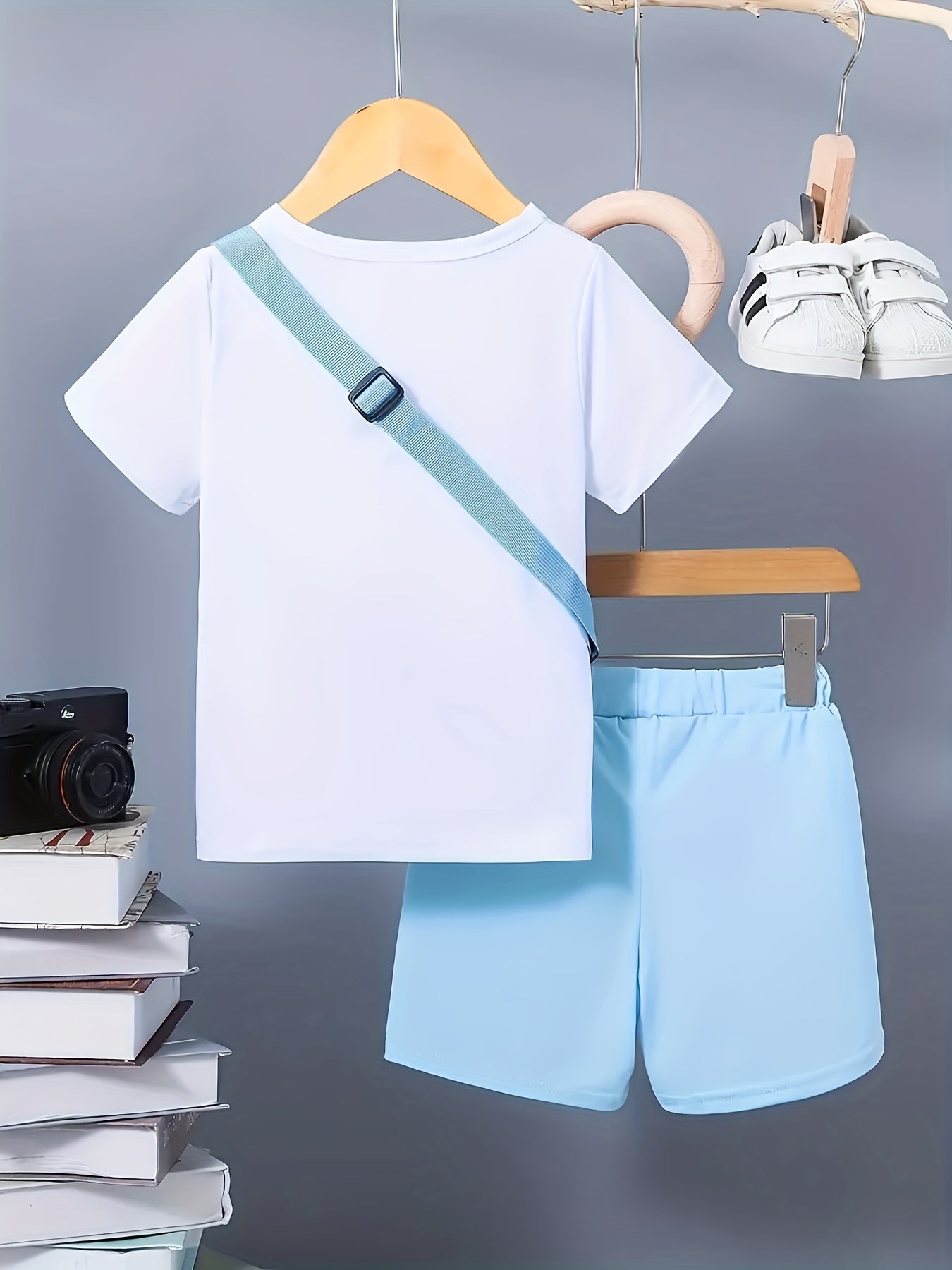 Boys Shorts Set Polyester Solid Color Casual Spring Summer Regular Fit