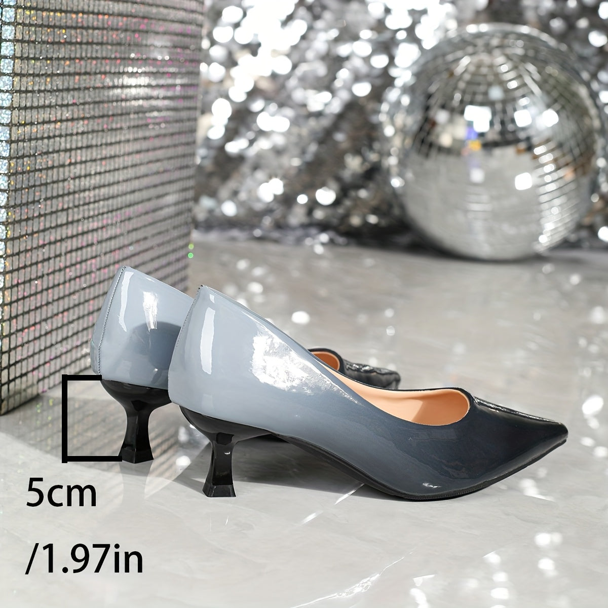 Women's Black Gray Gradient Pointed Toe High Heels Dress Pumps