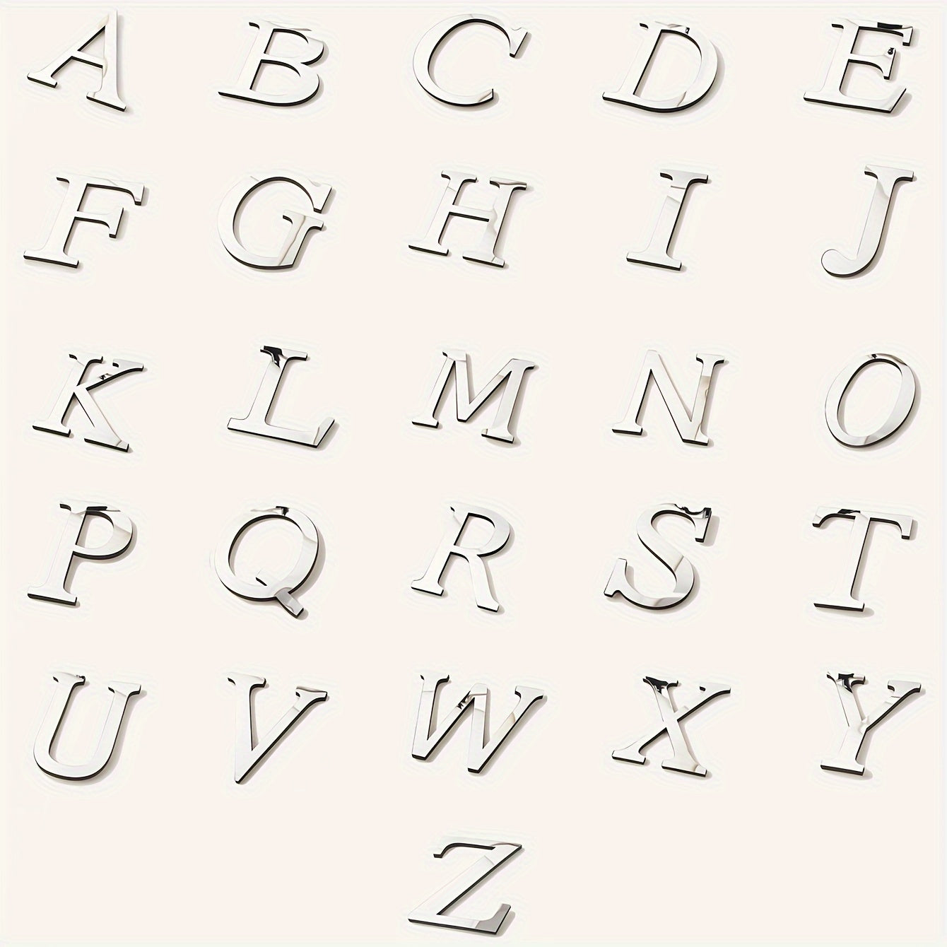 3D Acrylic Mirror Wall Decals Alphabet Stickers Gold Silver Self-Adhesive Modern Home Decor