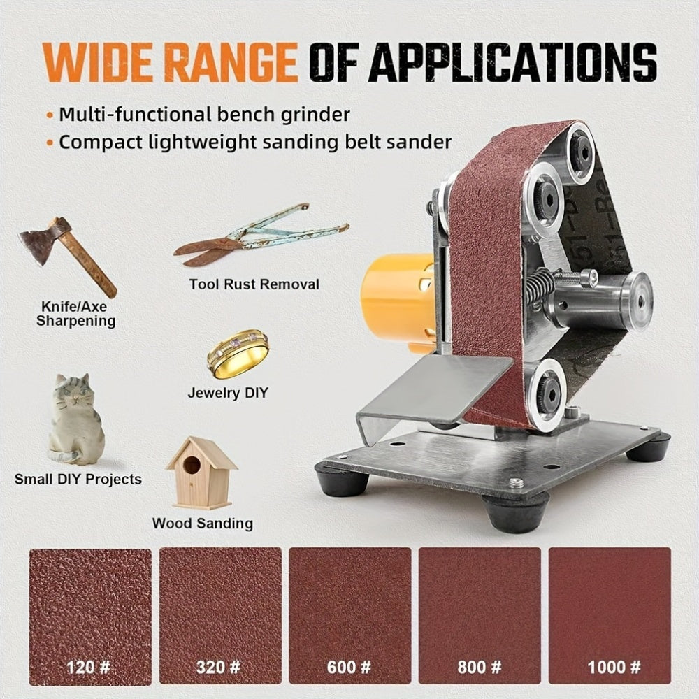 Electric Mini Belt Sander 7 Speeds 220V for Metal Wood Polishing Rust Removal