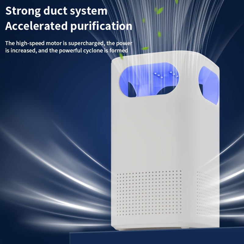 USB Air Purifier with Strong Duct System High-Speed Motors Quiet Operation Blue LED for Bedroom Kitchen Living Room