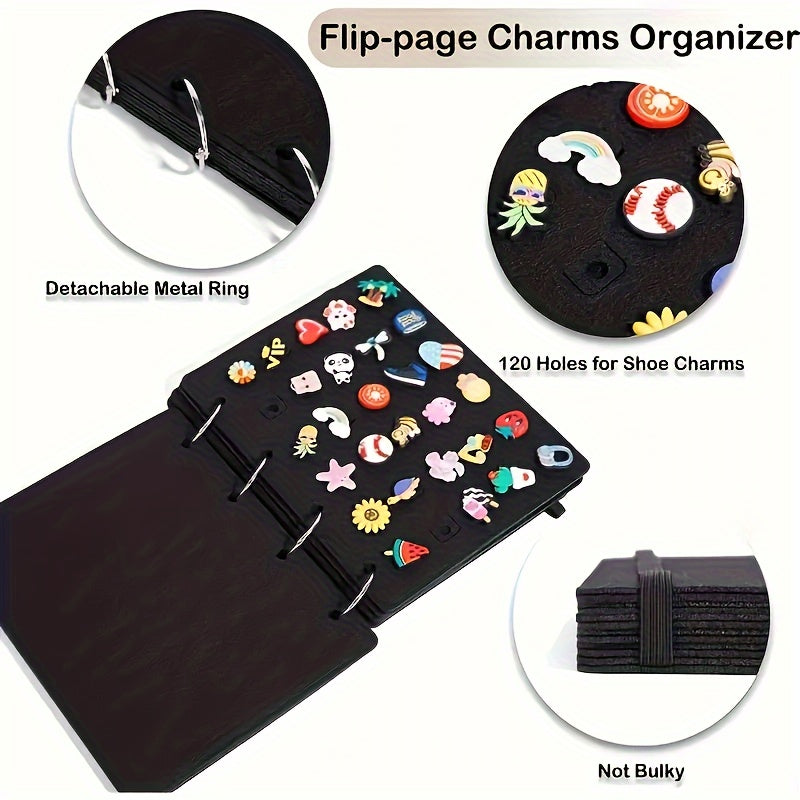 Shoe Buckle Organizer Book Shape with 120 Holes for Shoe Charms Storage