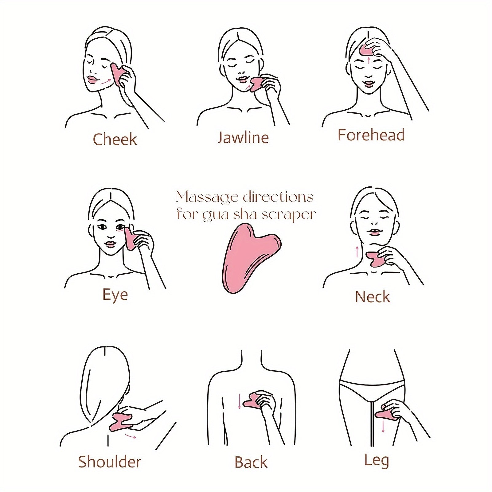 Pink Resin Facial Massage Tool Set with Scraping and Roller for Relaxation