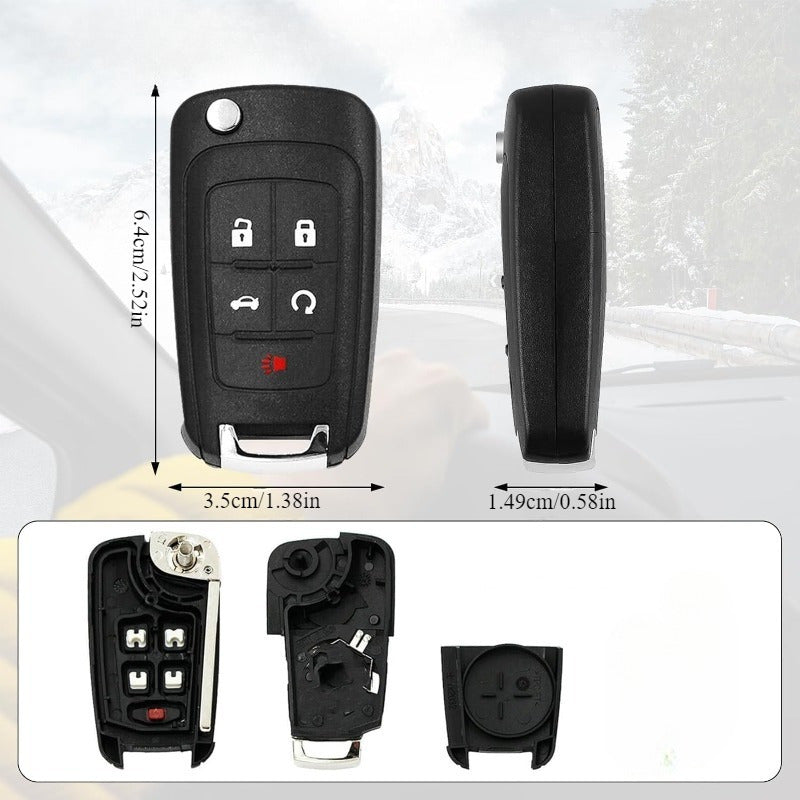 Car Key Shell Replacement ABS 5-Button Flip Key Durable and Easy to Install