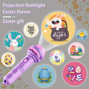 Easter Projection Flashlight Battery-Powered ABS Plastic Bunny Egg Pattern Purple Blue Decoration