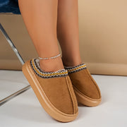 Женские плюшевые тапочки уютные тёплые нескользящие домашние обувь бежевый черный