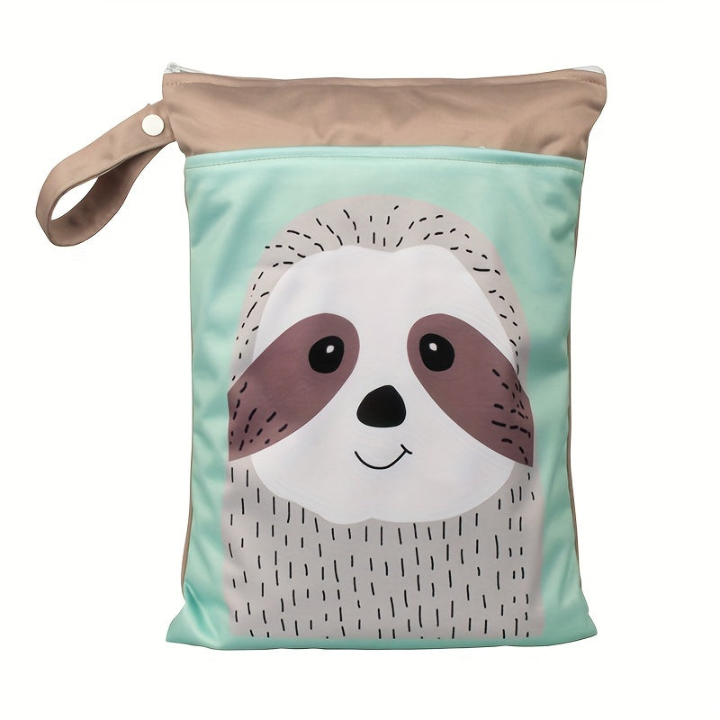 Водонепроницаемая сумка для влажных вещей с принтом животных, washable сумка для подгузников, сумка для мамы с двумя молниями, многофункциональная дорожная и пляжная сумка, органайзер для хранения косметики