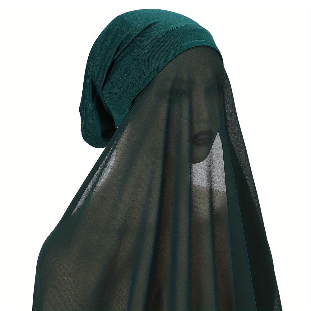 Women's Chiffon Instant Hijab Set with Tube Undercap Lightweight Head Cover