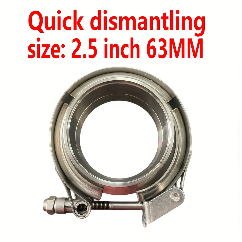 Avtomobil chiqindi quvurlari uchun zanglamaydigan po'latdan yasalgan V-boltli klamplar to'plami, turbo quvur uchun 5.08-7.62 sm