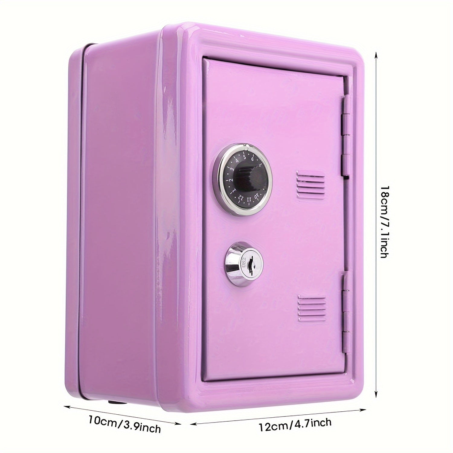 Metal Money Bank with Key and Combination Lock for Coin Storage Compact Secure Cash Safe