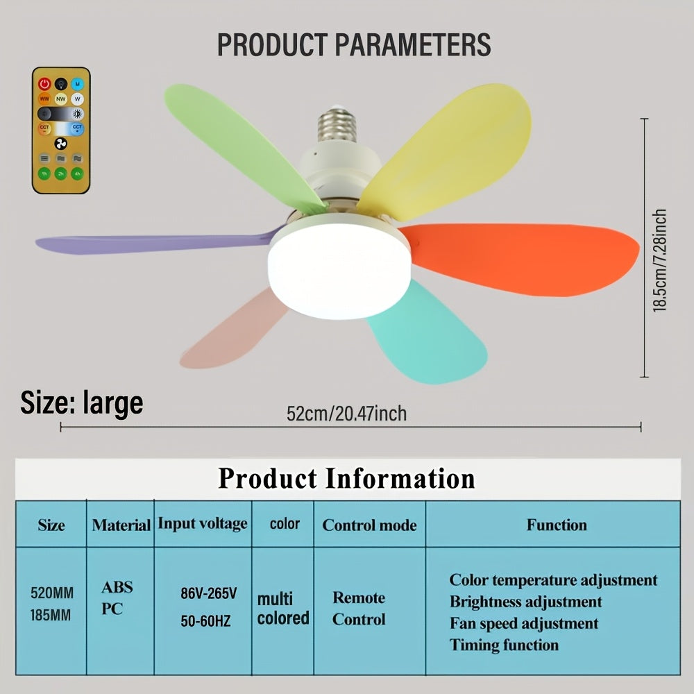 LED Smart Ceiling Fan Light with Remote Control, Timer, 6 Blades, Adjustable Brightness and Color Temperature