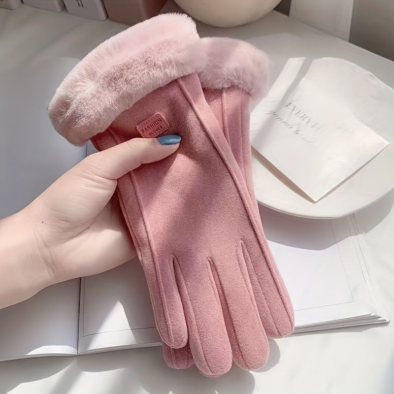 Women's Thermal Touchscreen Gloves for Cycling and Driving Elastic Polyester