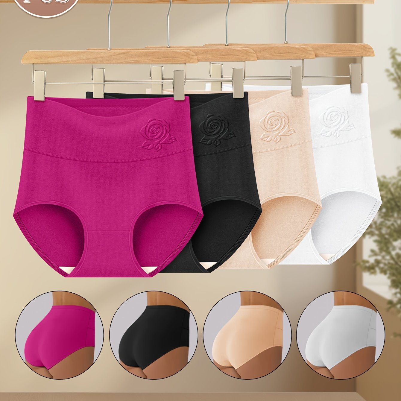 Ayollar uchun yuqori beldagi nazorat shalvarlari, bir rangda, qulay va nafas oladigan moslikni ta'minlaydi.