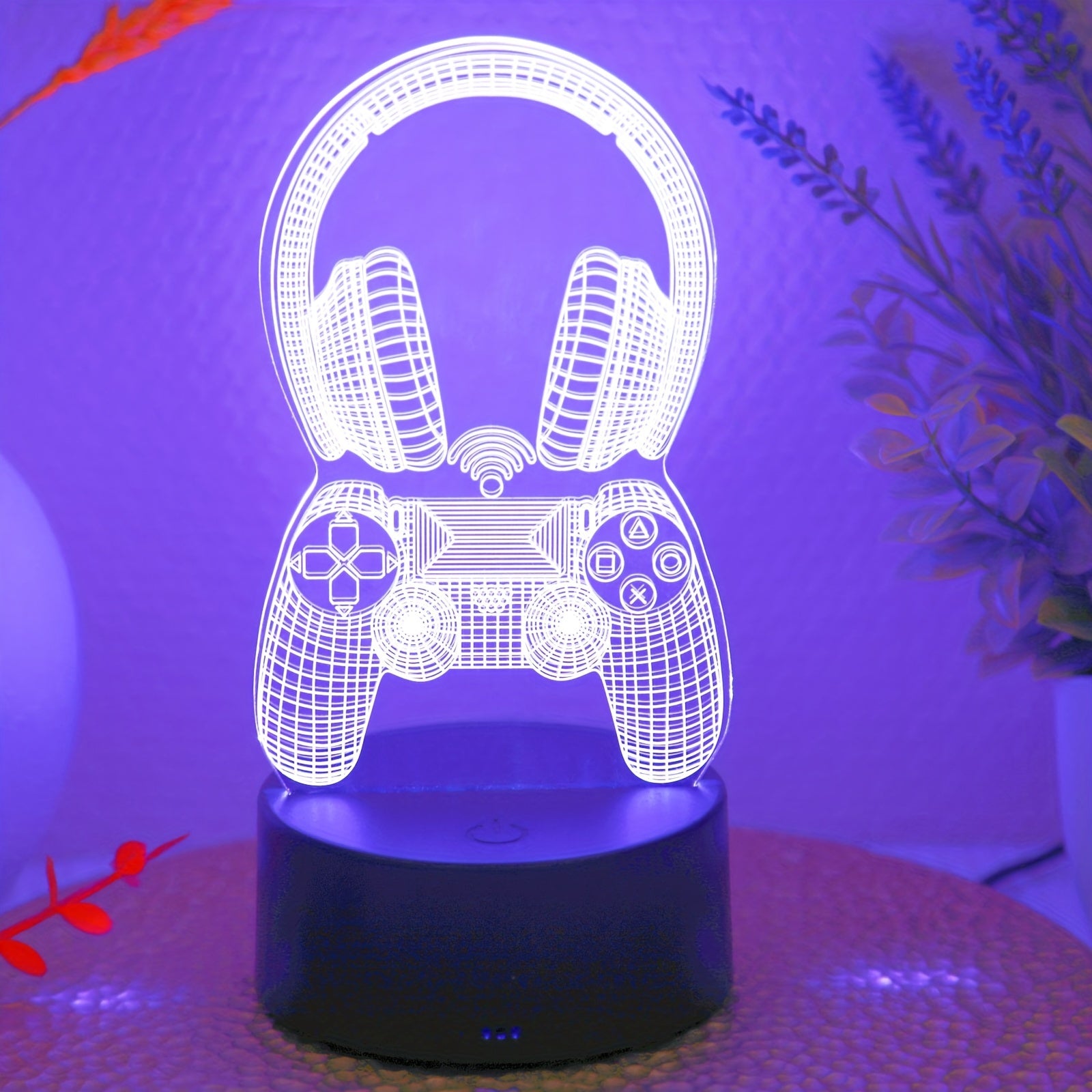 3D Night Light with Seven-Color Game Headset Handle for Bedroom and Game Room