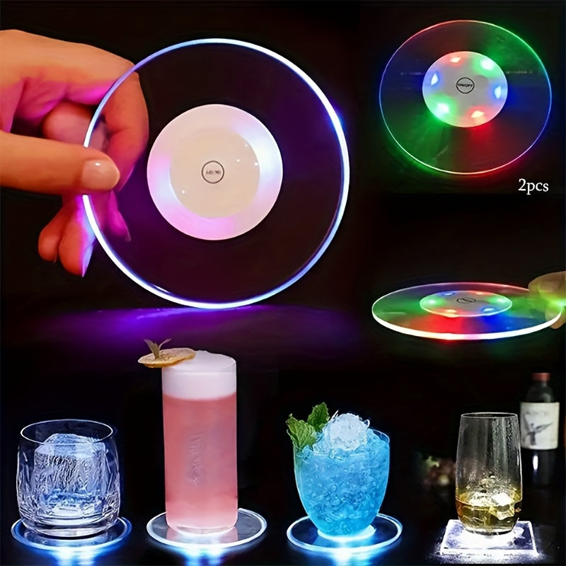 Conjunto de posavasos de acrílico LED con colores intermitentes para decoración moderna de mesa