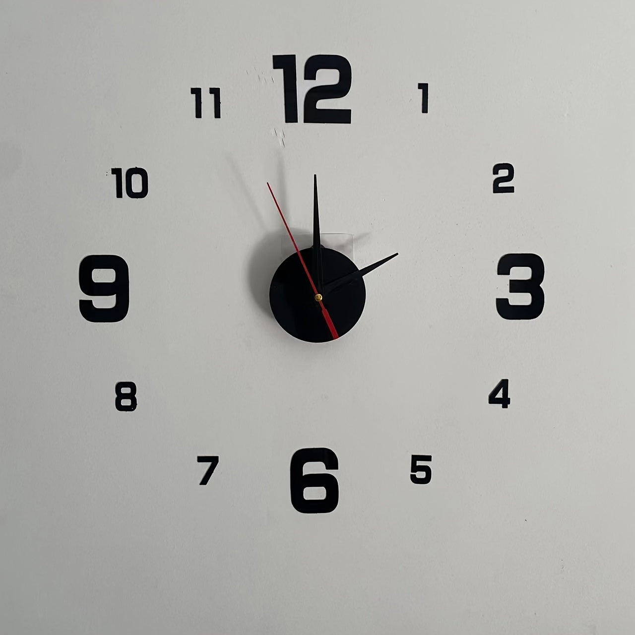 Digital Wall Clock Silent Movement Acrylic Self-Adhesive Modern Round 40cm Black Gold Green