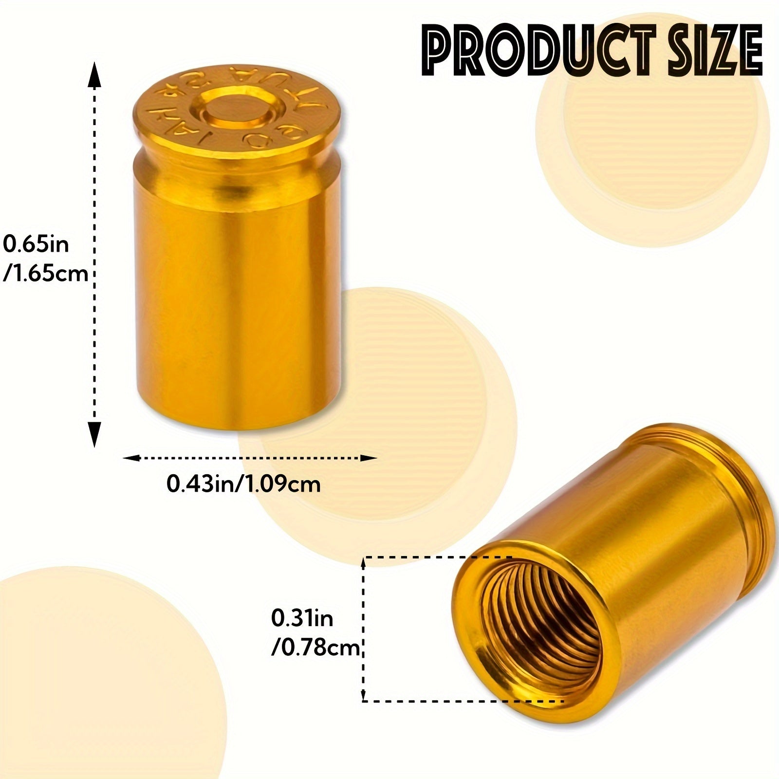 Set of 8 Brass Tire Valve Stem Caps for Cars Bikes Trucks and SUVs