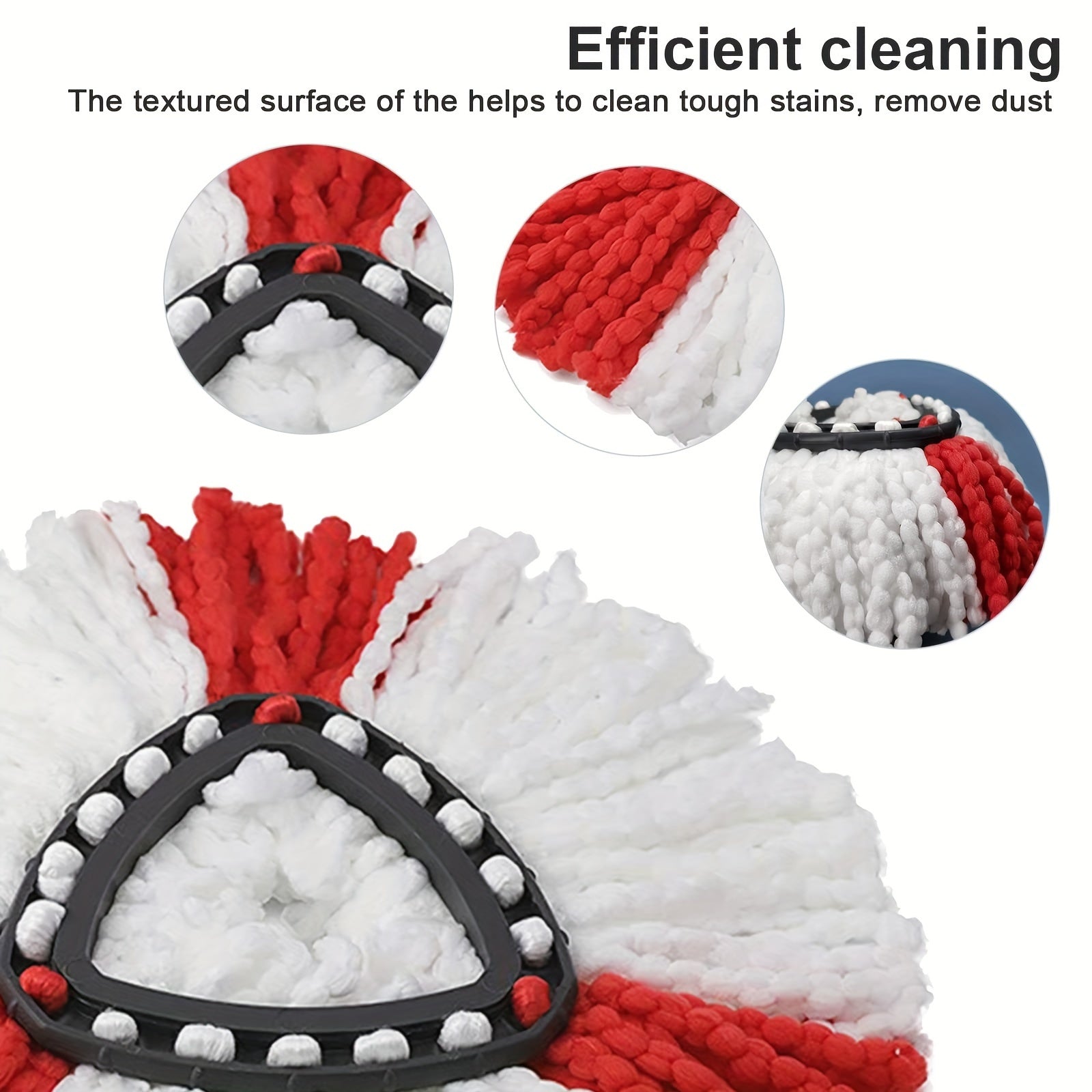 Oson Tozalash: Qizil va Oq Aylanuvchi Mop Boshlar bilan Bayram Qiling - 360° Aylanish, Ultra-M Yumshoq Material, Uy Tozalash Uchun Ideal