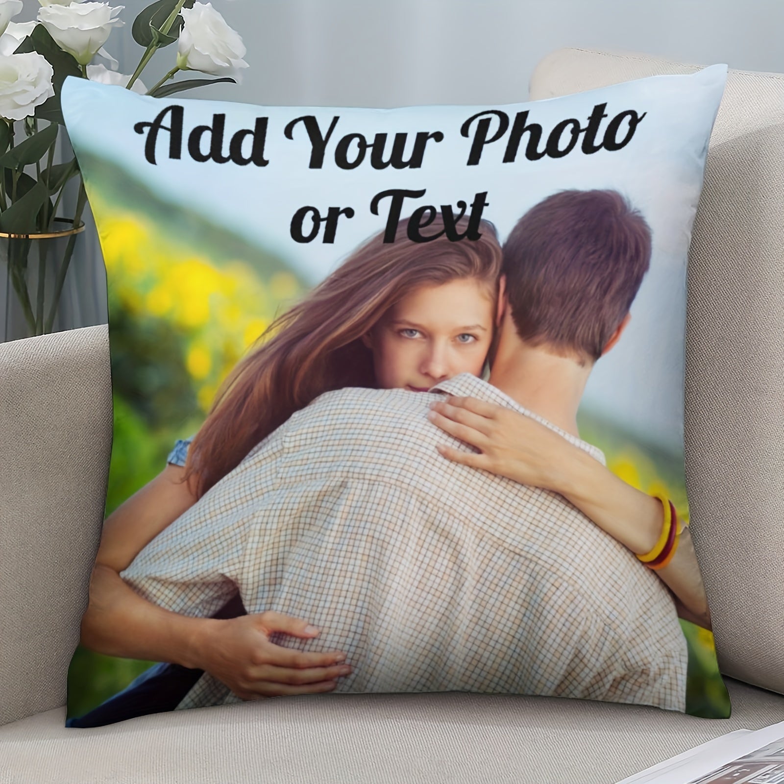 Personalized Polyester Throw Pillow Cover 45.72cm Custom Photo or Text Holiday Gift