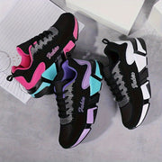 Women's Colorblock Mesh Sports Shoes Low Top Running Sneakers Breathable Casual Lace-Up