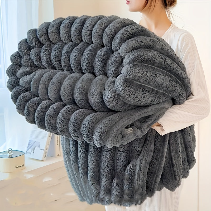 "Hashamatli Yumshoq Faux Qoplon Tüfli Ko'rpa - Qalin va Qulay Chiziqli Plush Yil Bo'yi Qulaylik Uchun - Divanda, Yotoqda O'tirish yoki Mehmonxonada Dam olish uchun Ideal, Bayram Sovg'asi"