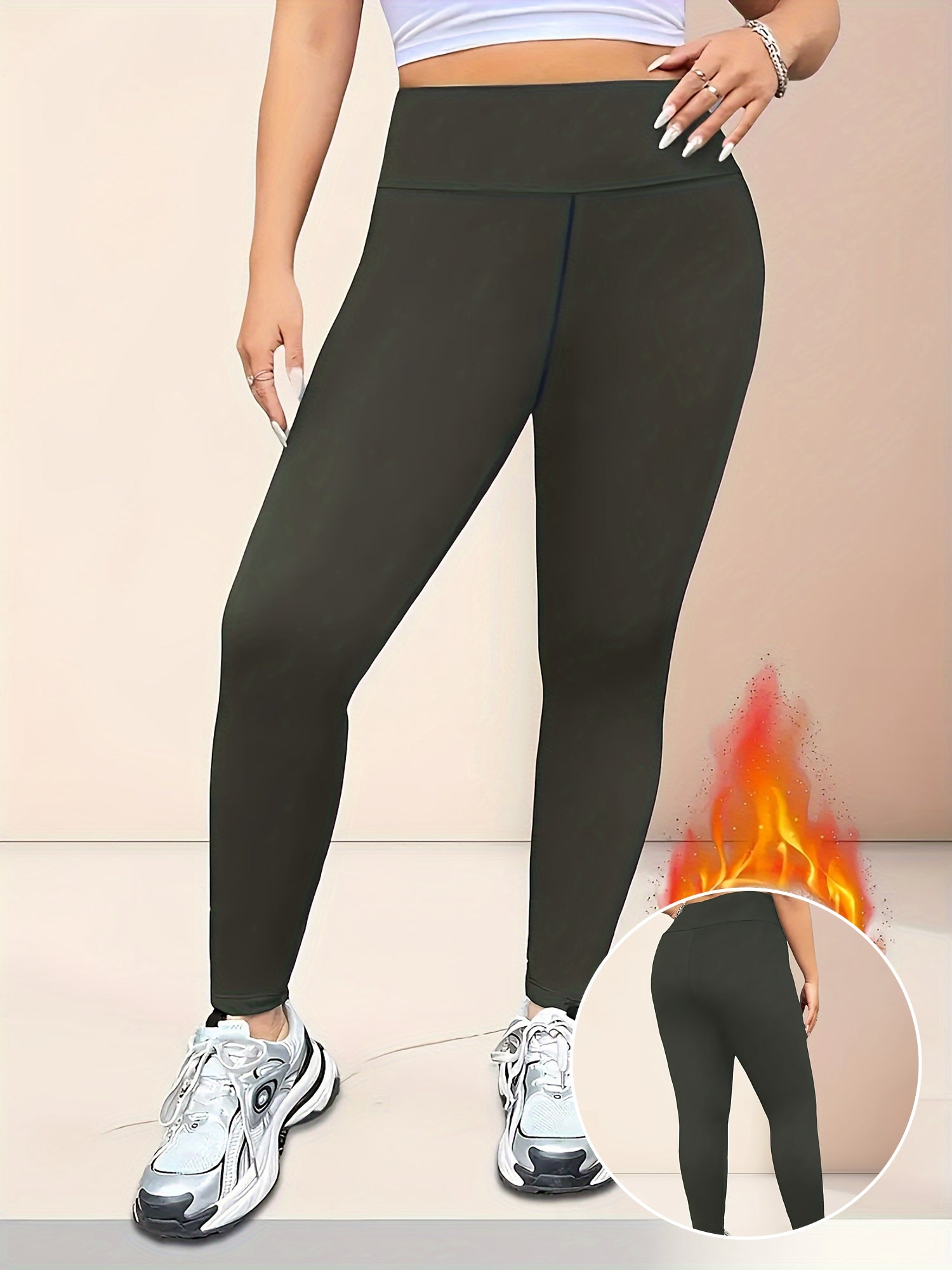 Ayollar uchun kattaroq o'lchamli fleece-ichki bilan siqilgan qattiq shimlar, qisqa, polyester to'qima, qishda, qora