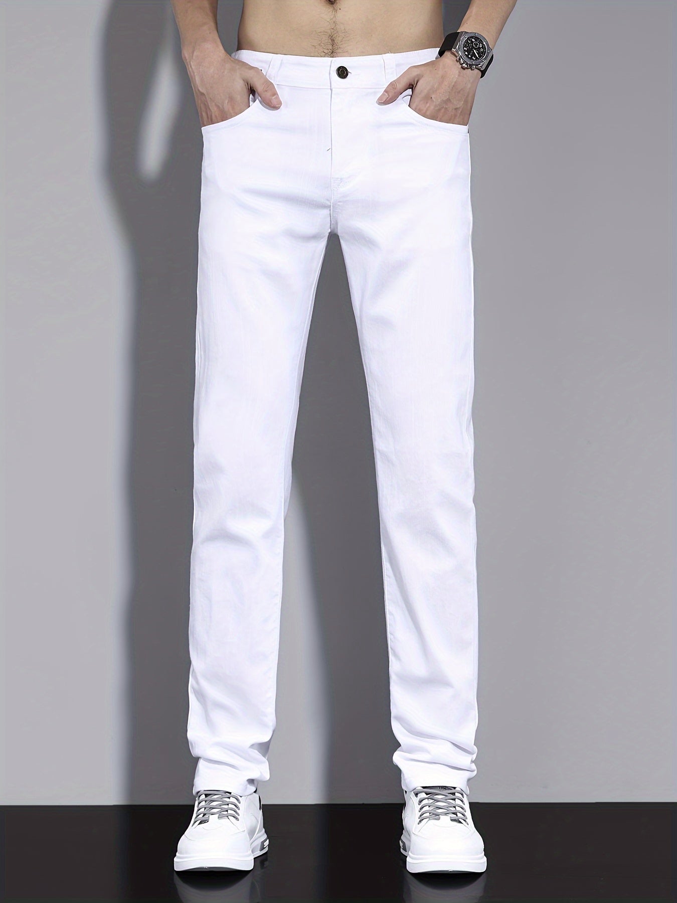 Men's Casual Denim Pants with Pockets for Outdoor Activities