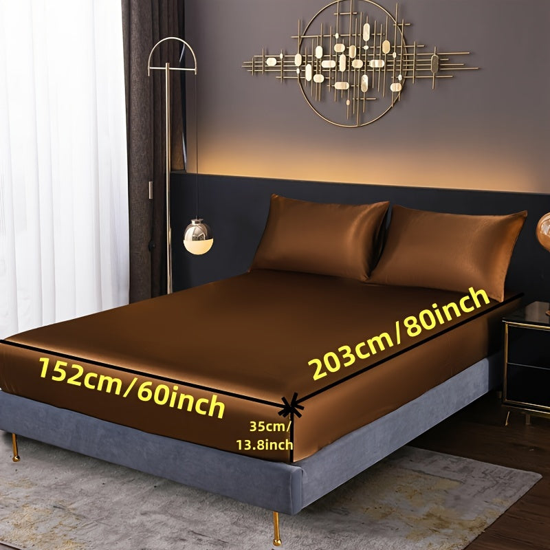 3-Piece Fitted Sheet Set with Pillowcases Polyester Bedding Soft Skin-Friendly