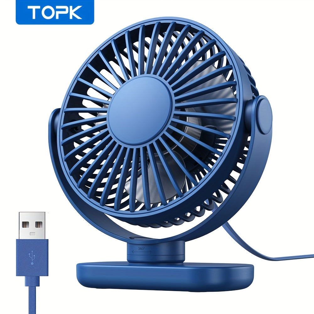 Personal USB Clip Desk Fan with Powerful Airflow, Whisper-Quiet, Portable, Adjustable Clamp