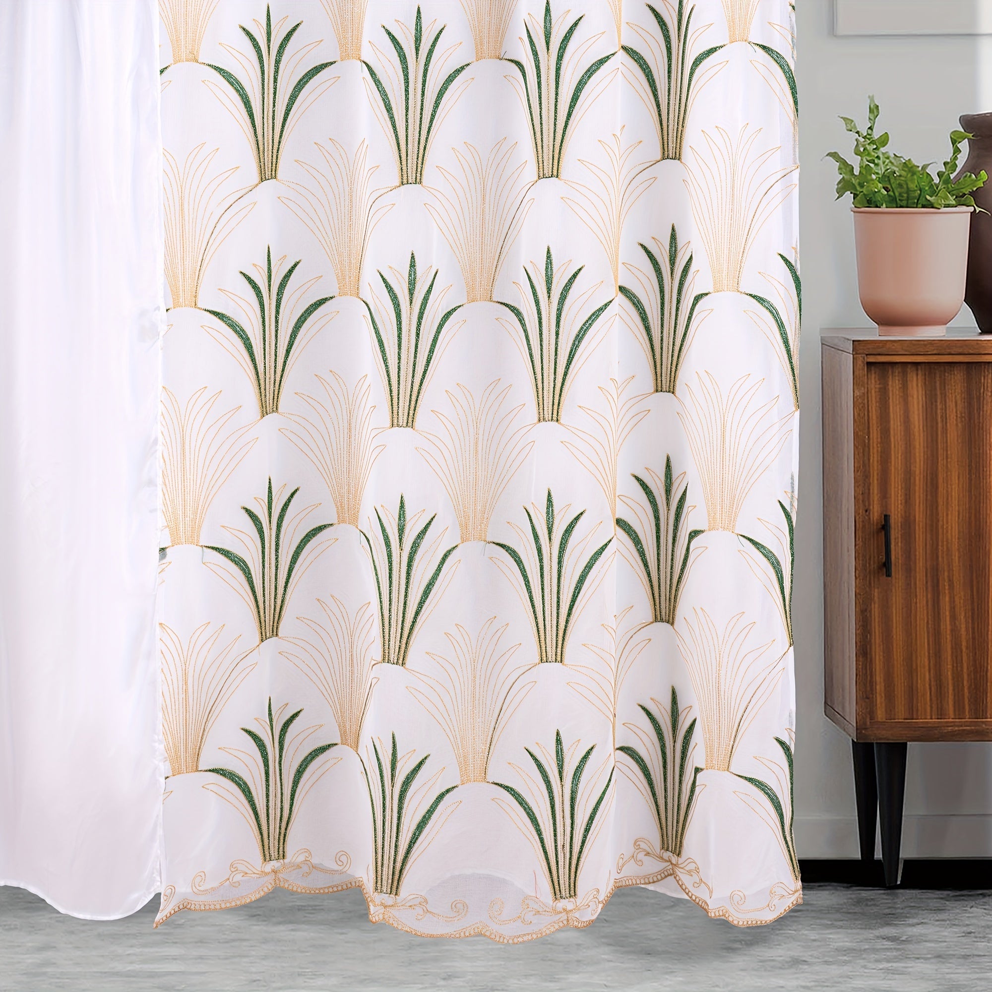 Embroidered Double Layer Curtain 132x213 cm for Living Room Bedroom