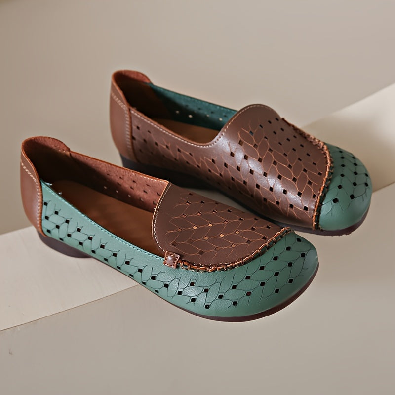 Zapatillas transpirables ligeras para mujer con colores contrastantes y punta cerrada