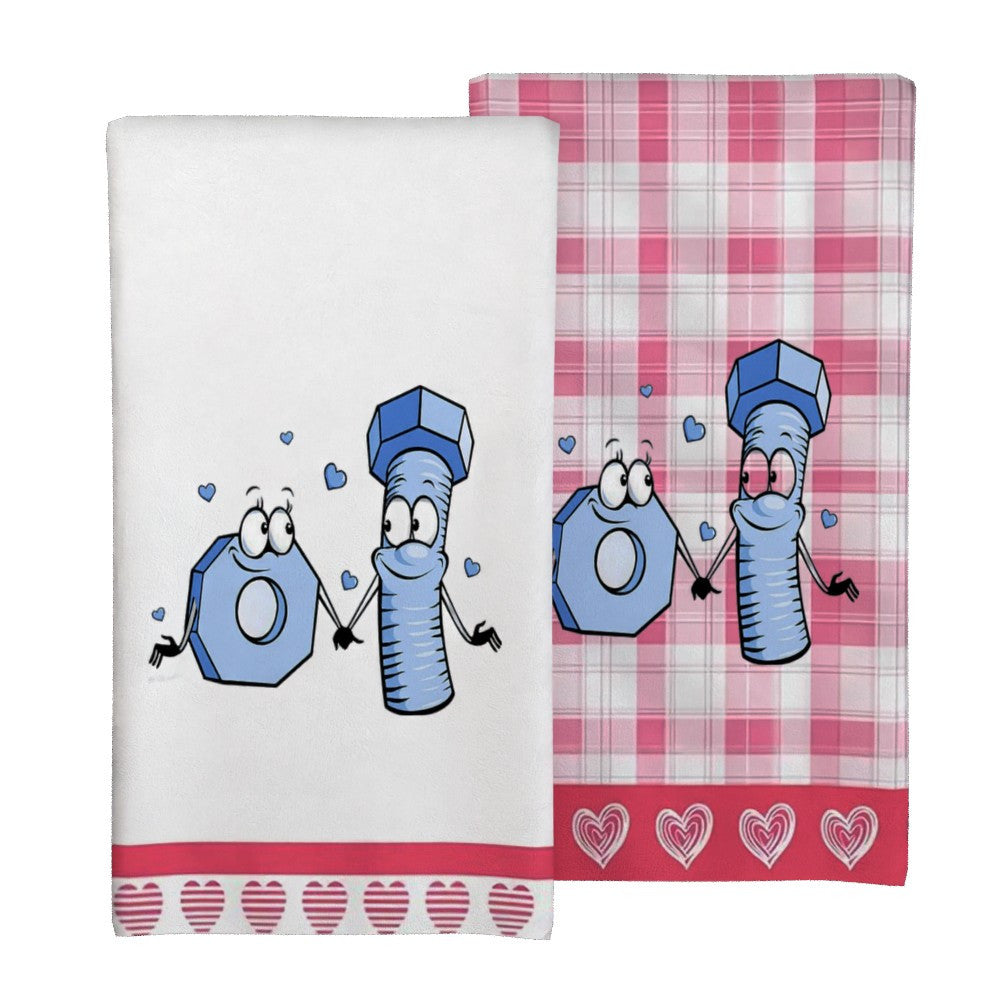 Valentine Heart Kitchen Towels Set 45x66cm Machine Washable Vibrant Colors